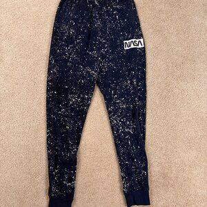 H&M NASA Space Ship Paint Spatter Sweatpants Joggers Boys Size 20 Navy White